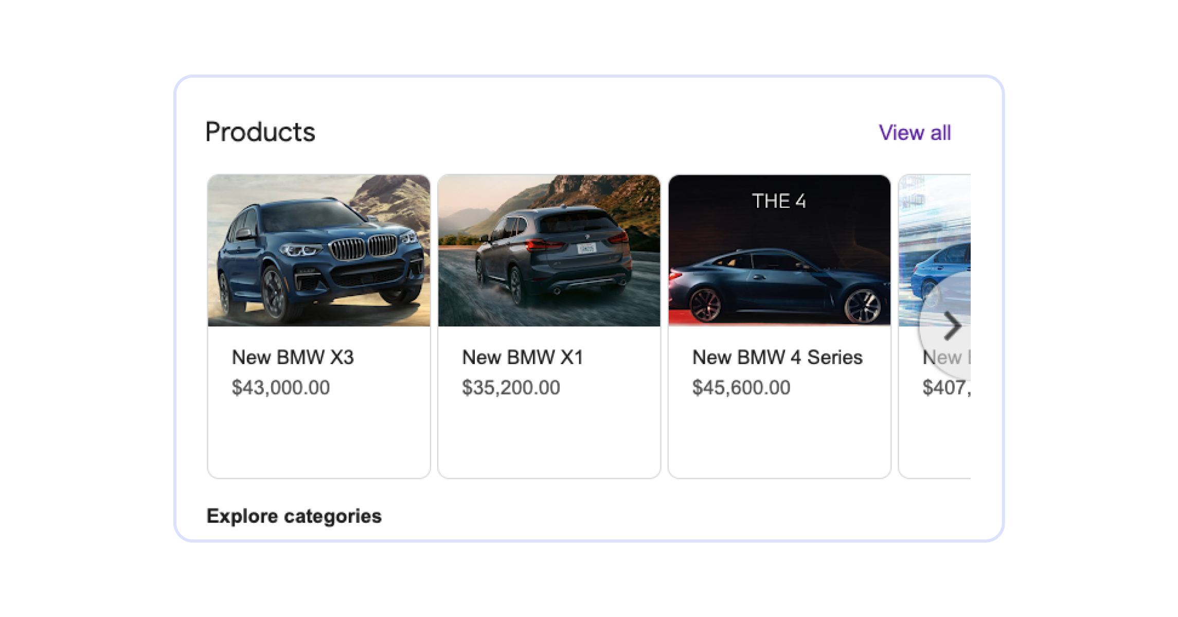 product section in gbp profile