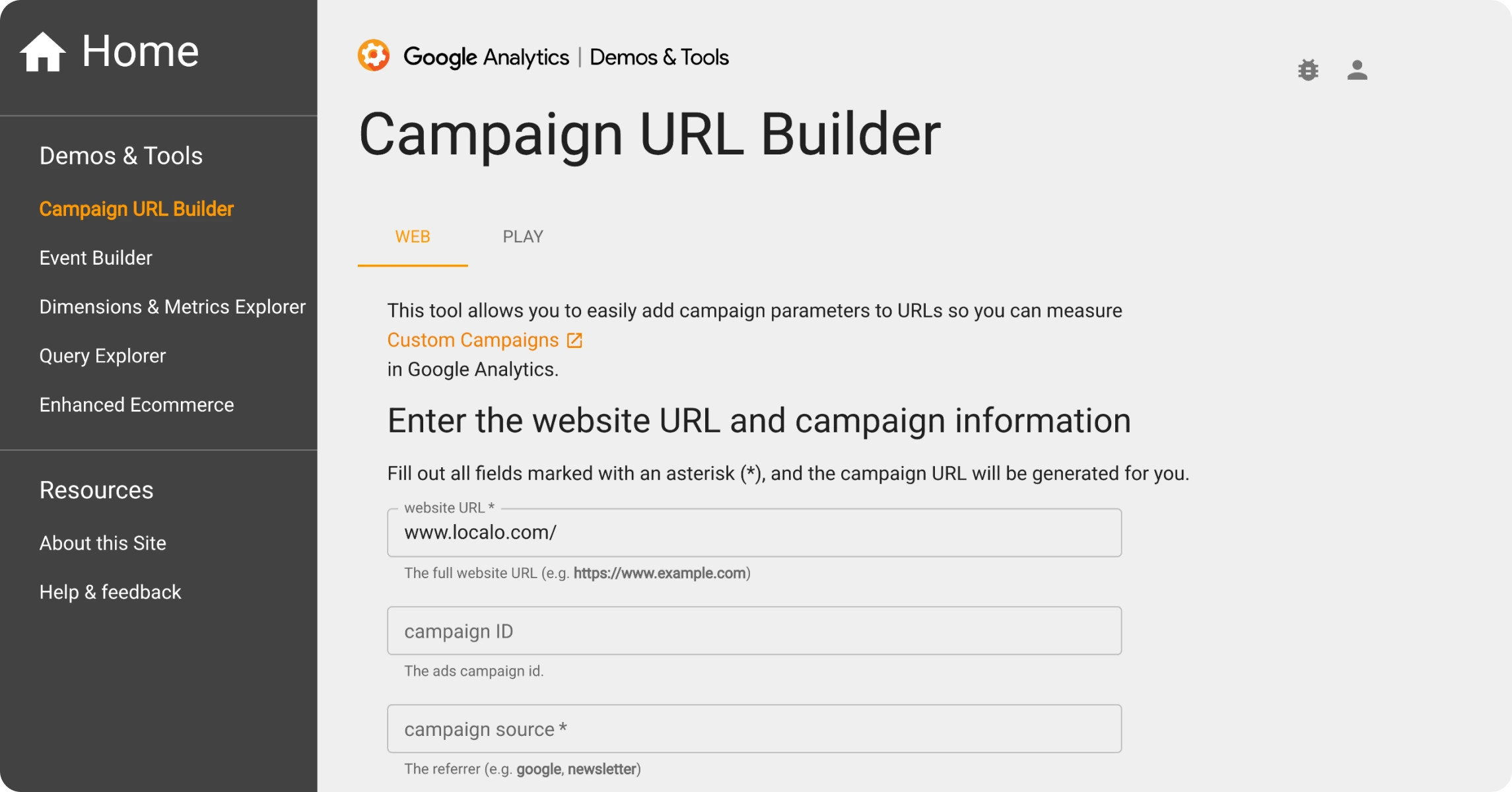 Google Campaign URL Builder
