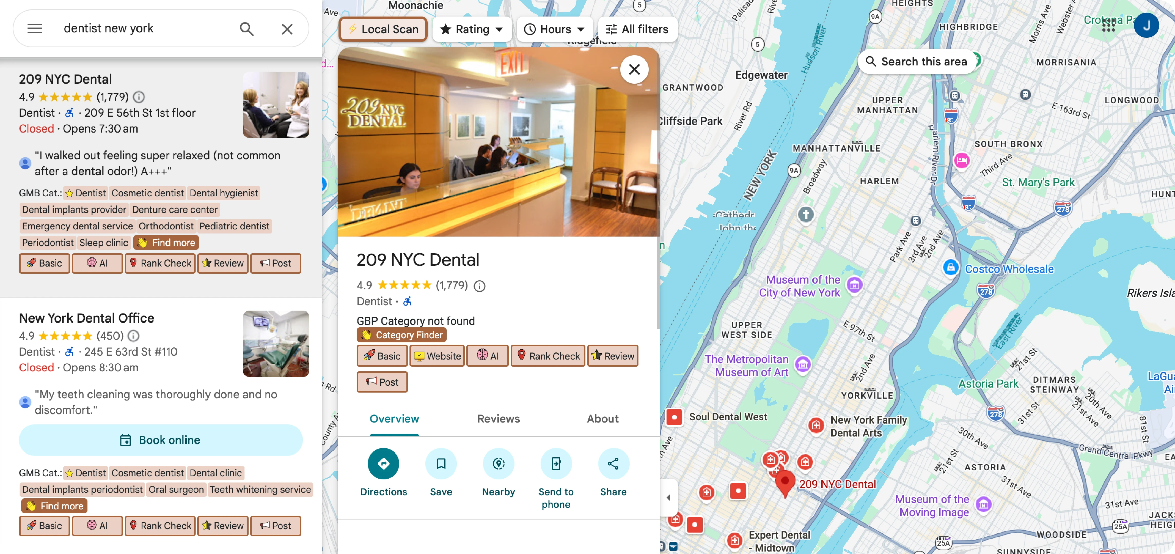 GMB Everywhere est une extension de navigateur pour analyser le SEO local directement dans Google Maps
